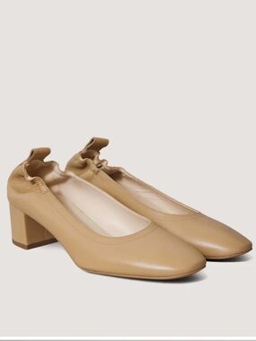 Everlane The Day Heel Light Taupe Sz 7 Block Heel Ballet Inspired NEW w/o Box